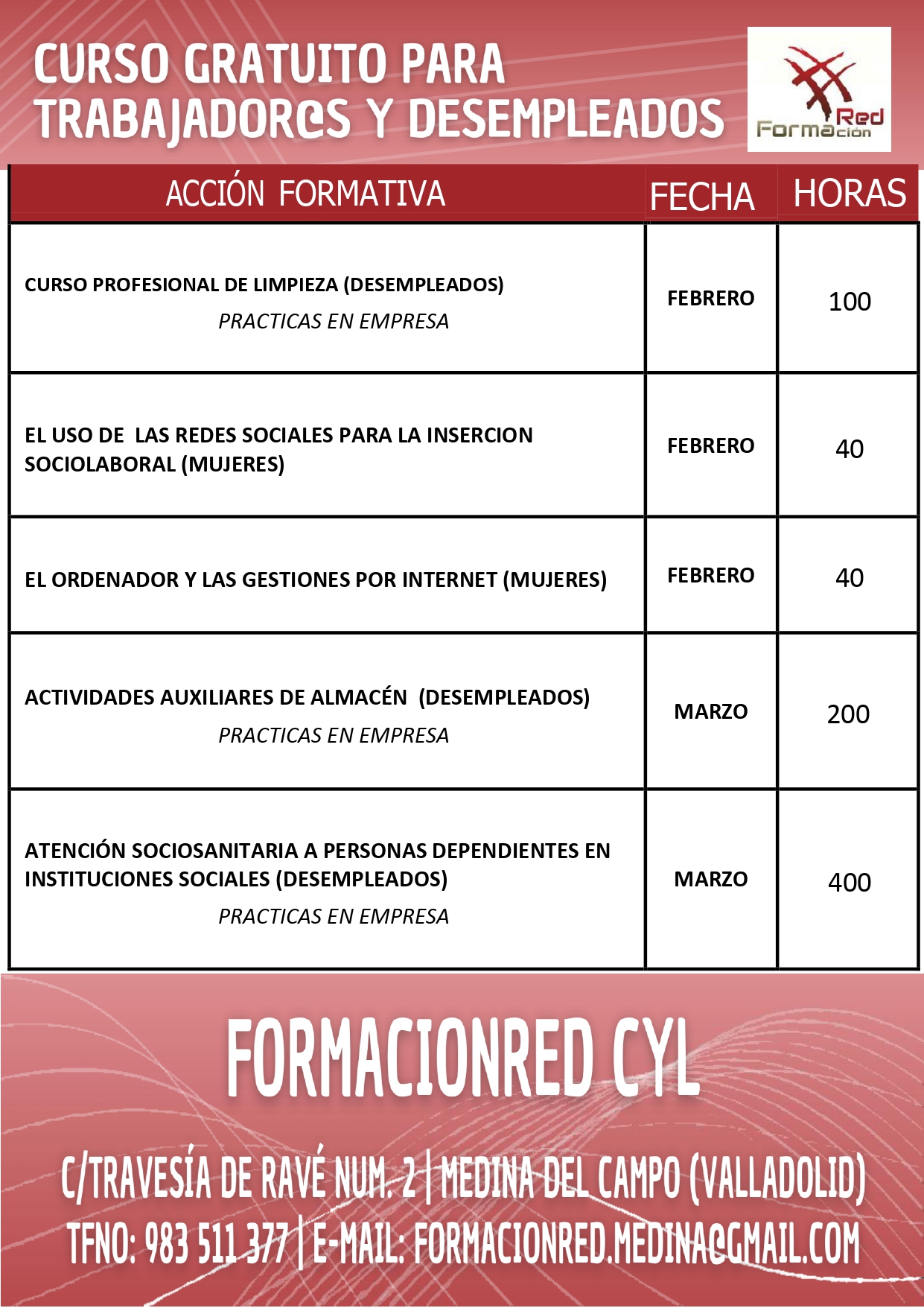 📢👉MEDINA DEL CAMPO: Formación Red: Cursos Gratuitos para Trabajadores y ...
